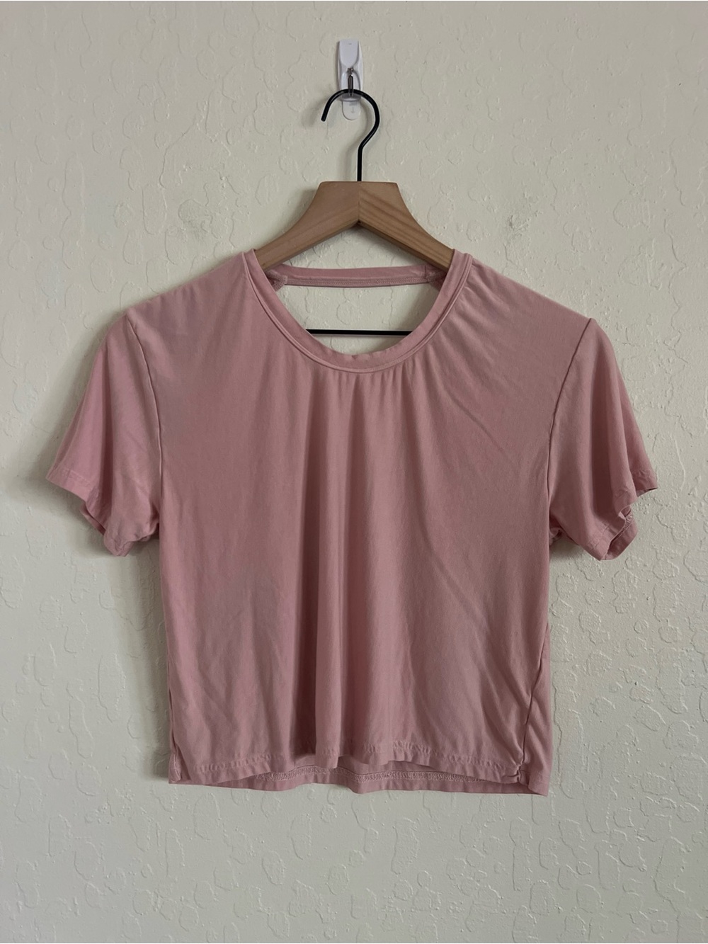 Popflex Cropped Back Cutout Crewneck Tee T-Shirt Small Pink Athleisure Active